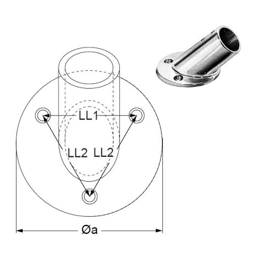 Rohrendbeschlag Edelstahl R 22 / 30