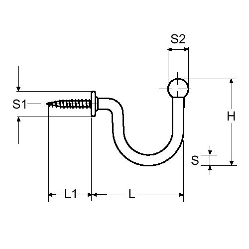 Tassenhaken gerade 30mm